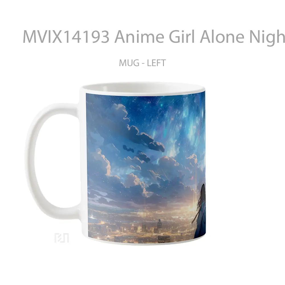 Mug Anime Girl Alone Night Scenery Cangkir Anime - All-side / Desain