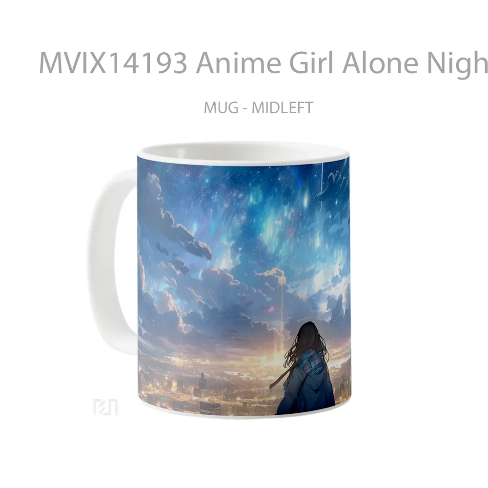 Mug Anime Girl Alone Night Scenery Cangkir Anime - All-side / Desain