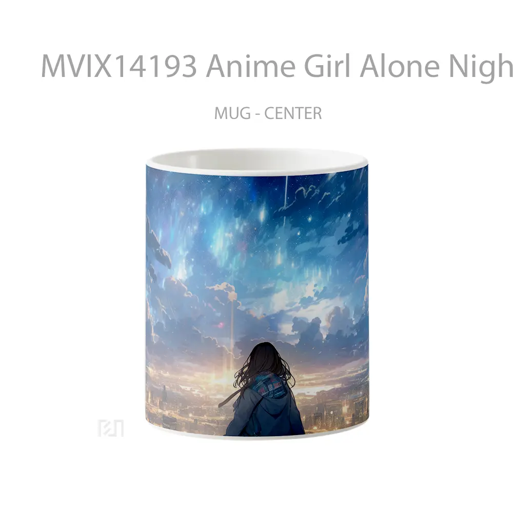 Mug Anime Girl Alone Night Scenery Cangkir Anime