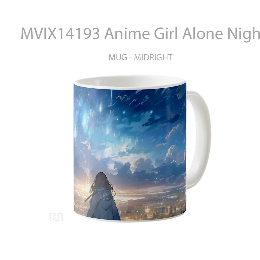 Mug Anime Girl Alone Night Scenery Cangkir Anime - All-side / Desain