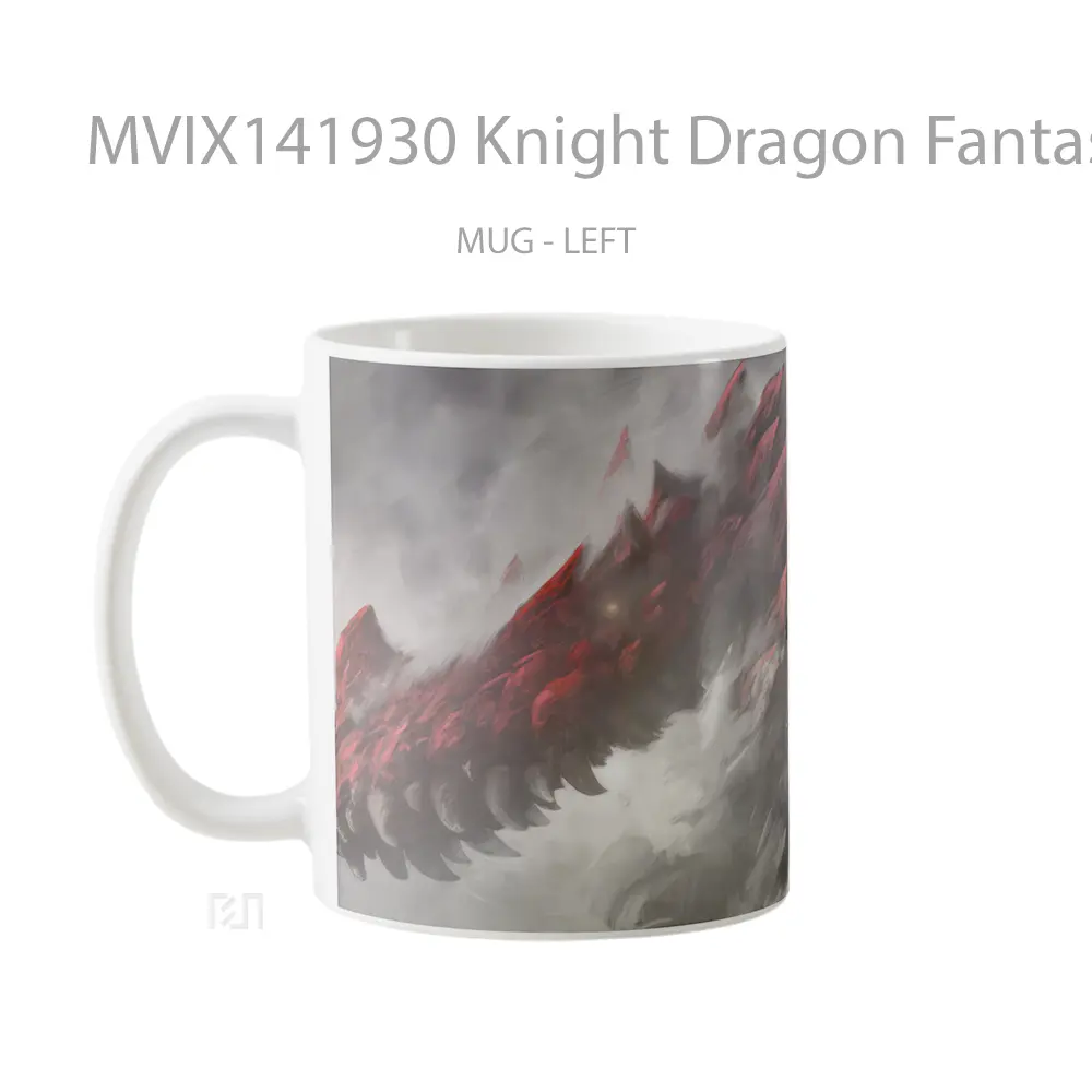 Mug Knight Dragon Fantasy Gelas Keramik Unik - All-side / Desain