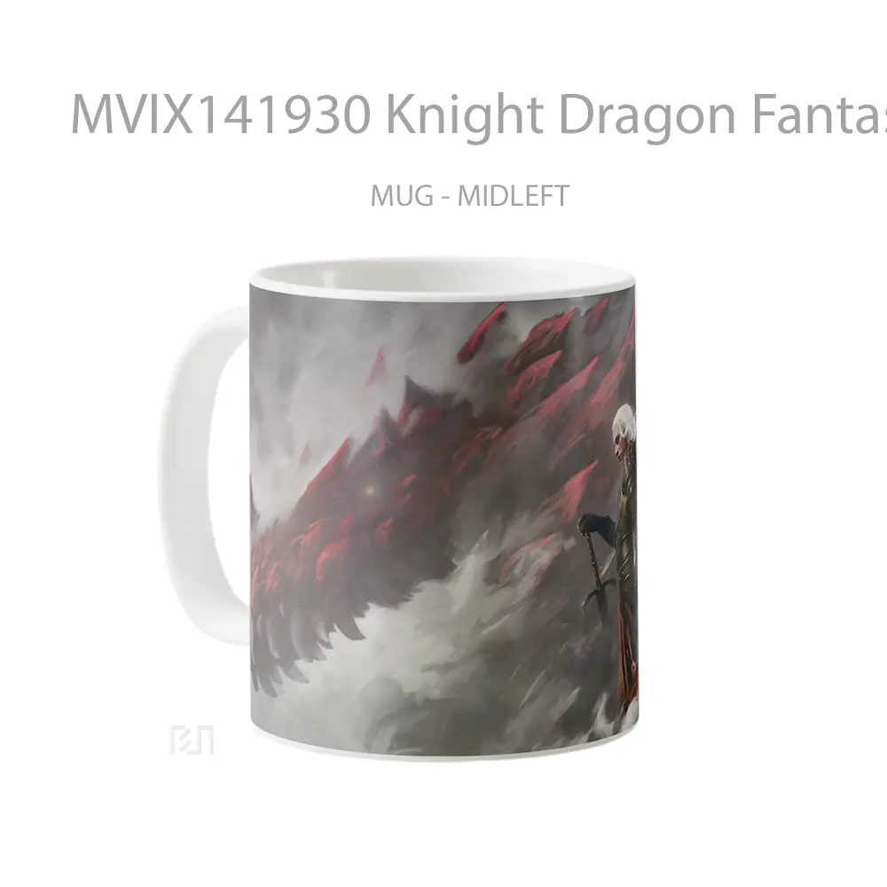 Mug Knight Dragon Fantasy Gelas Keramik Unik - All-side / Desain
