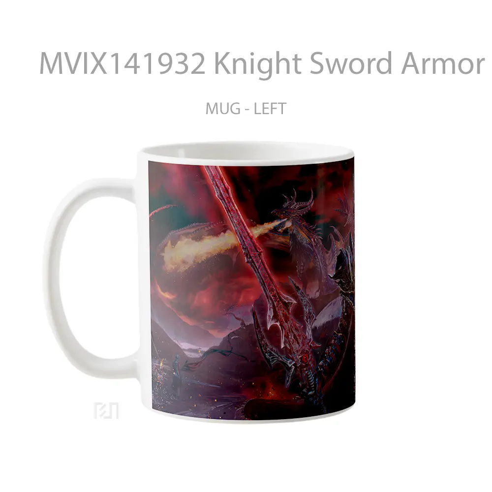 Mug Knight Sword Armor Dragon Fantas Gelas Keramik Unik - All-side / Desain