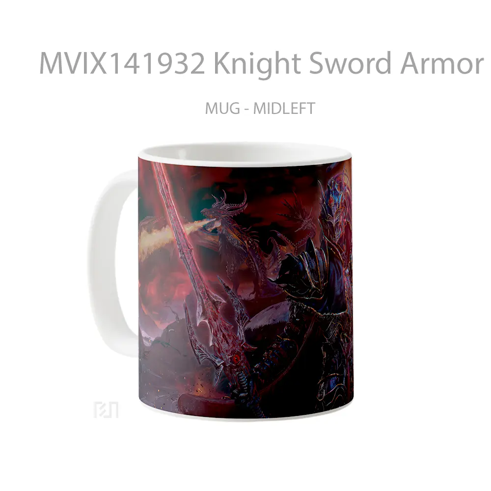 Mug Knight Sword Armor Dragon Fantas Gelas Keramik Unik - All-side / Desain