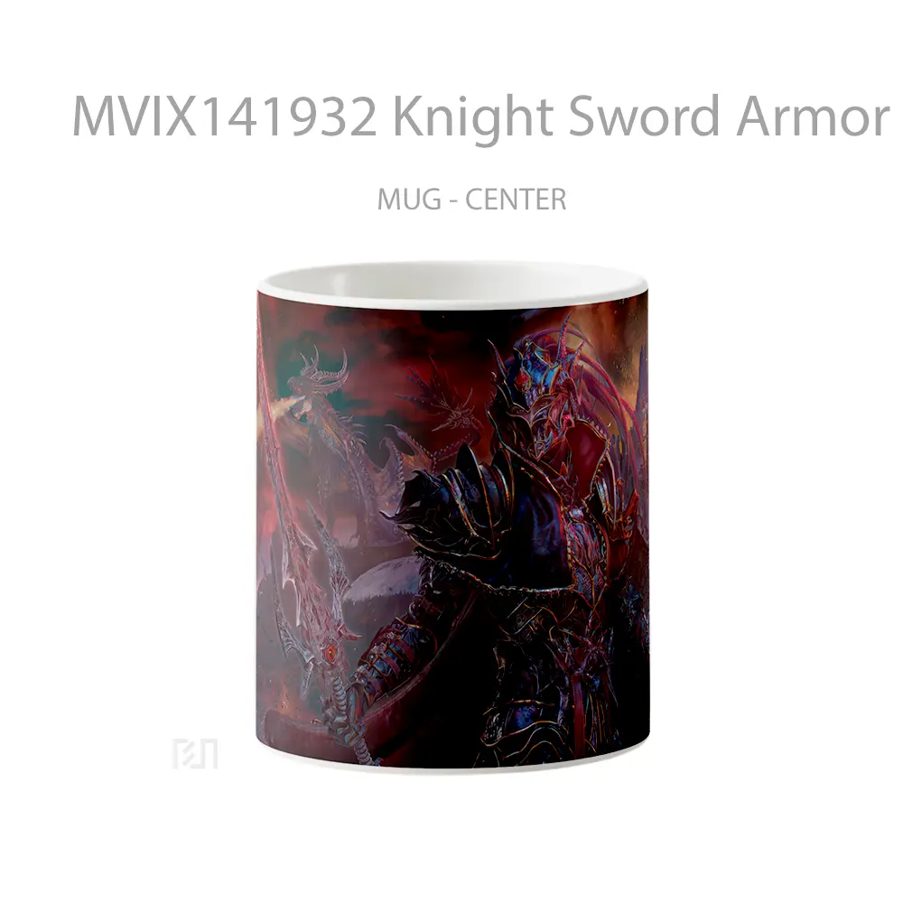 Mug Knight Sword Armor Dragon Fantas Gelas Keramik Unik
