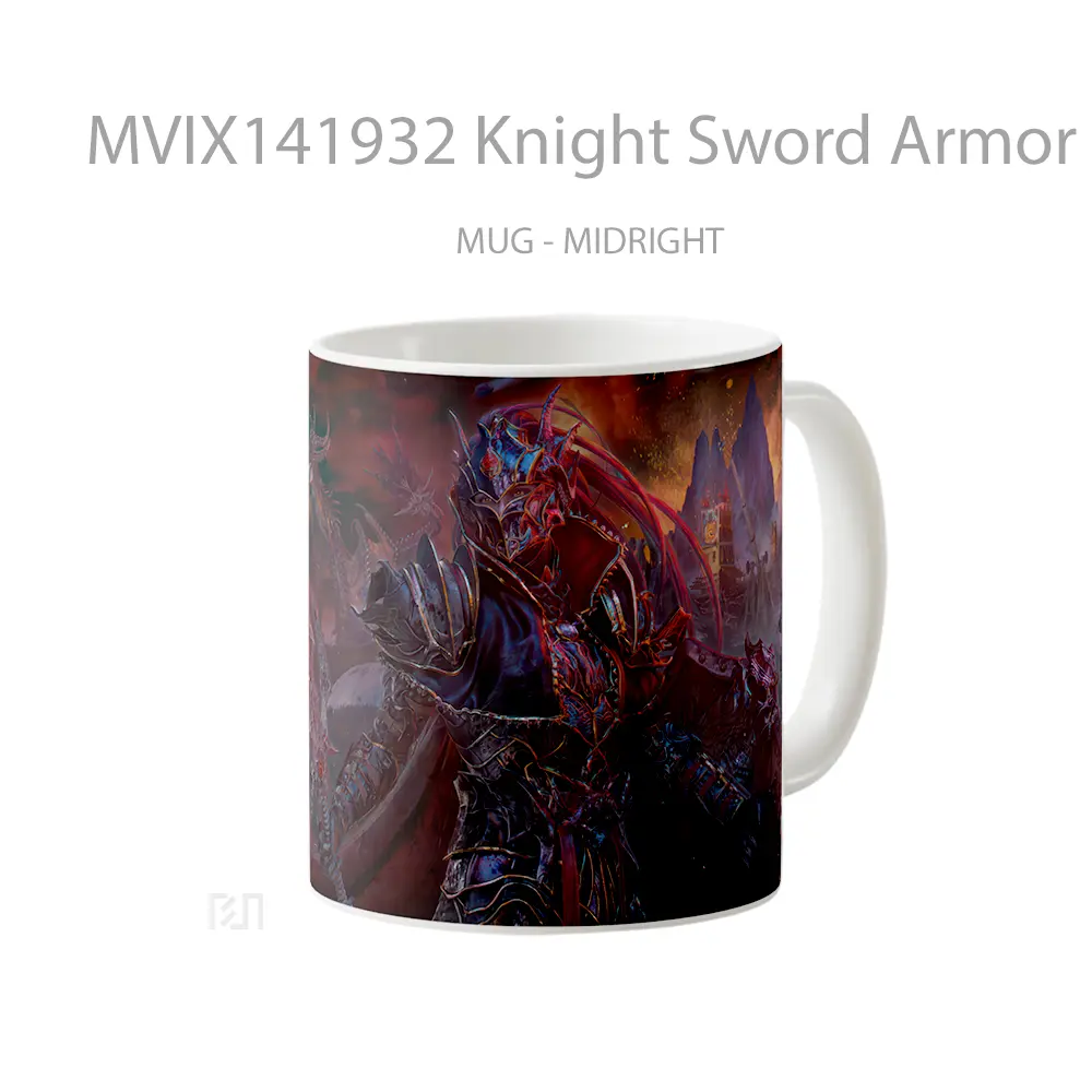 Mug Knight Sword Armor Dragon Fantas Gelas Keramik Unik - All-side / Desain