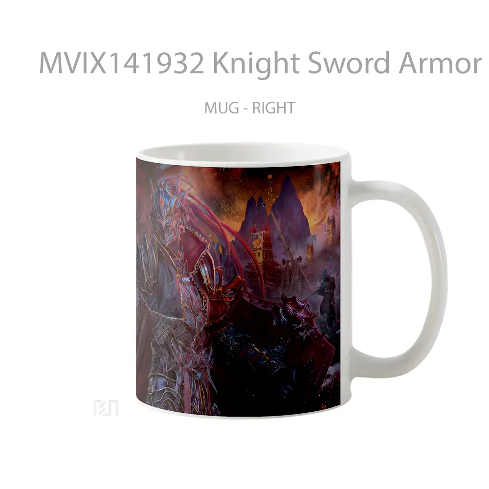 Mug Knight Sword Armor Dragon Fantas Gelas Keramik Unik - All-side / Desain
