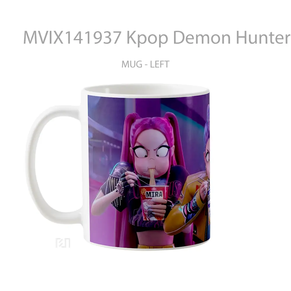Mug Kpop Demon Hunters Eating Ramen Gelas Keramik Unik - All-side / Desain