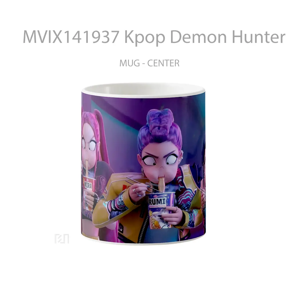 Mug Kpop Demon Hunters Eating Ramen Gelas Keramik Unik