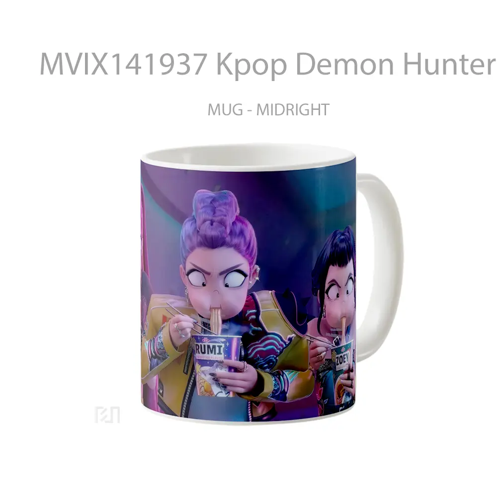 Mug Kpop Demon Hunters Eating Ramen Gelas Keramik Unik - All-side / Desain