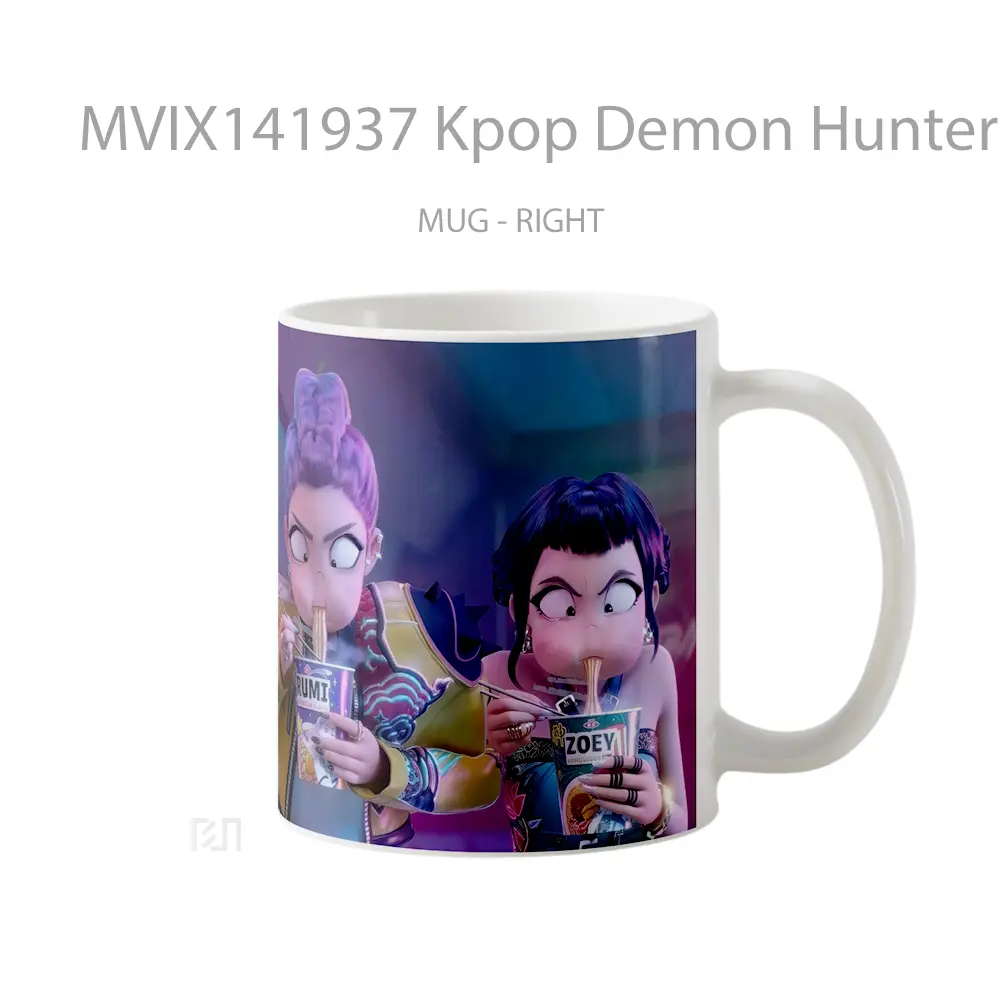 Mug Kpop Demon Hunters Eating Ramen Gelas Keramik Unik - All-side / Desain