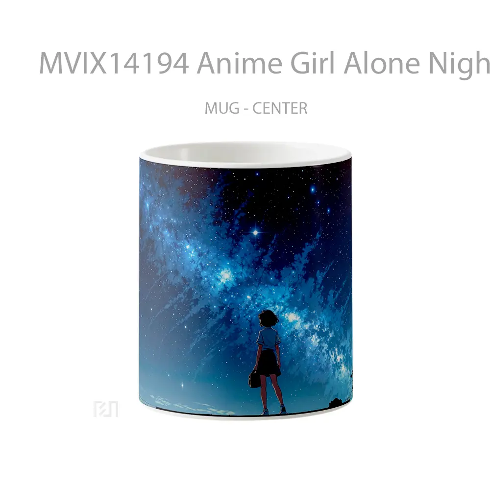 Mug Anime Girl Alone Night Sky Stars Milky Way Scenery Cangkir Anime