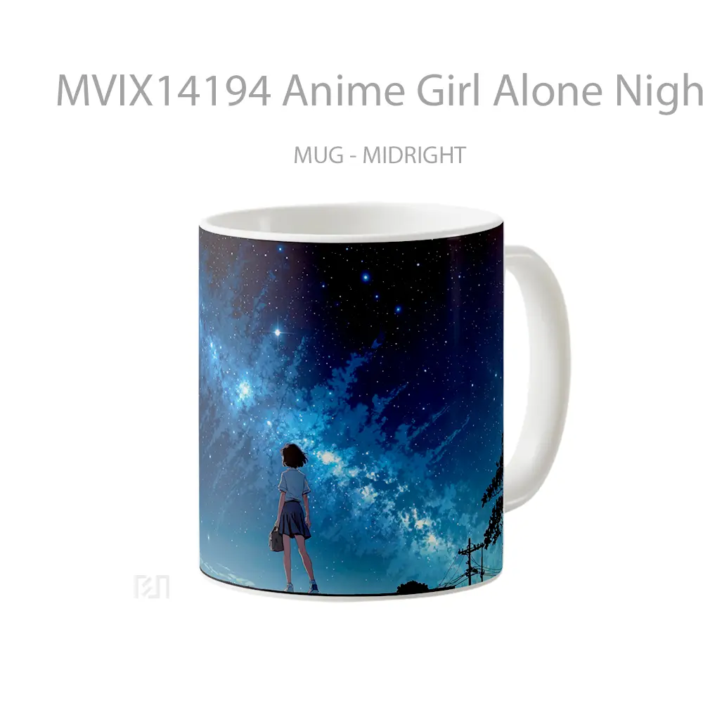 Mug Anime Girl Alone Night Sky Stars Milky Way Scenery Cangkir Anime - All-side / Desain
