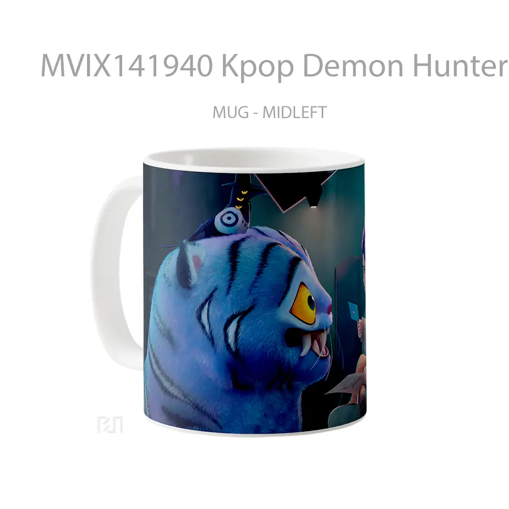 Mug Kpop Demon Hunters Rumi Tiger Crow Gelas Hewan Lucu - All-side / Desain