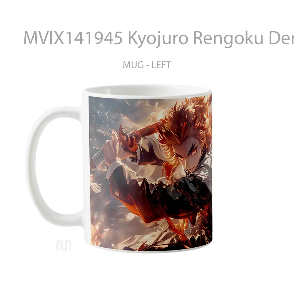Mug Kyojuro Rengoku Demon Slayer Flame Hashira Gelas Keramik Unik - All-side / Desain
