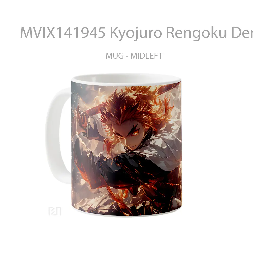 Mug Kyojuro Rengoku Demon Slayer Flame Hashira Gelas Keramik Unik - All-side / Desain