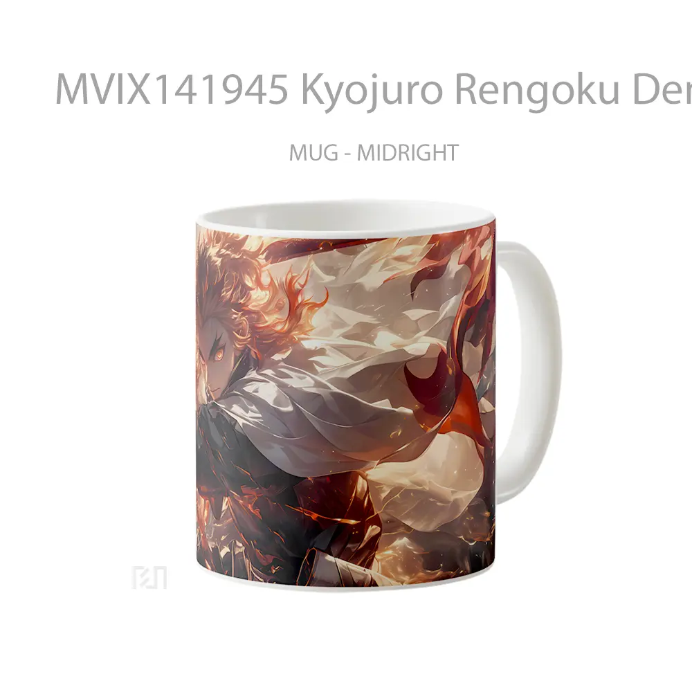 Mug Kyojuro Rengoku Demon Slayer Flame Hashira Gelas Keramik Unik - All-side / Desain