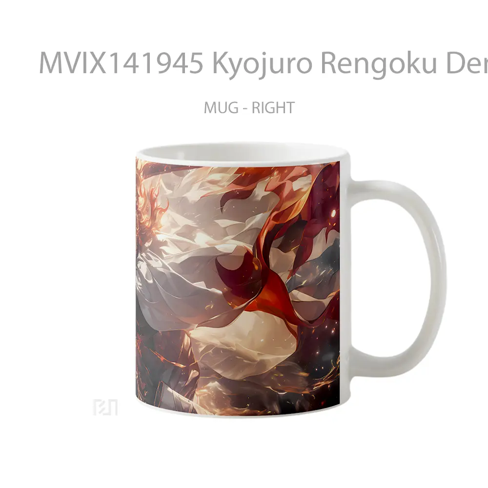 Mug Kyojuro Rengoku Demon Slayer Flame Hashira Gelas Keramik Unik - All-side / Desain