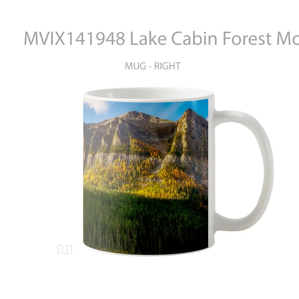 Mug Lake Cabin Forest Mountain Nature Scenery Gelas Pemandangan Alam - All-side / Desain
