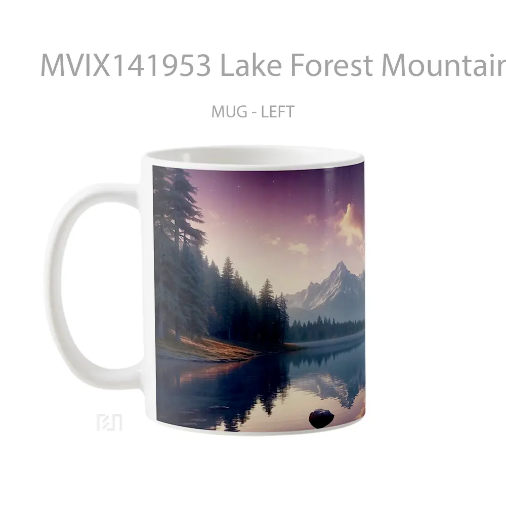Mug Lake Forest Mountains Sunrise Scenery Gelas Pemandangan Alam - All-side / Desain