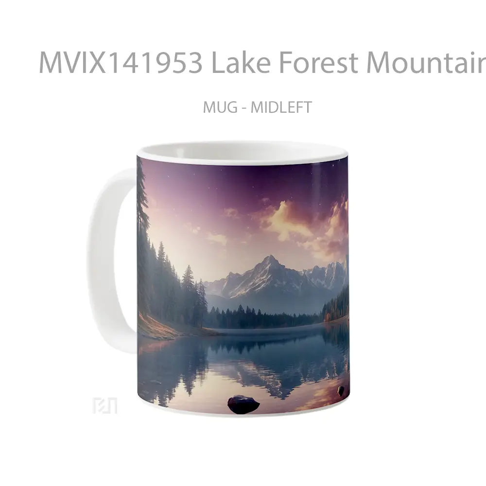 Mug Lake Forest Mountains Sunrise Scenery Gelas Pemandangan Alam - All-side / Desain