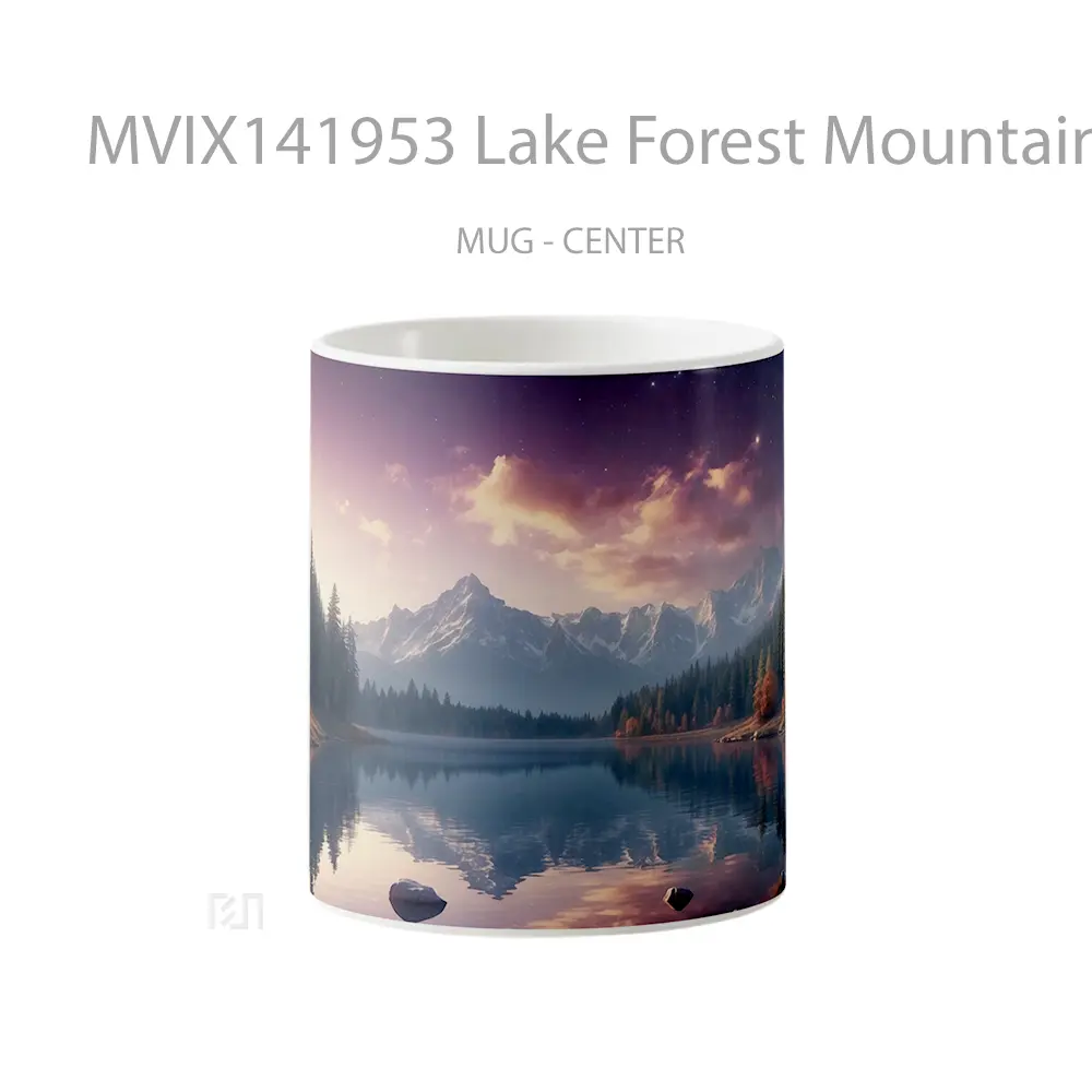 Mug Lake Forest Mountains Sunrise Scenery Gelas Pemandangan Alam