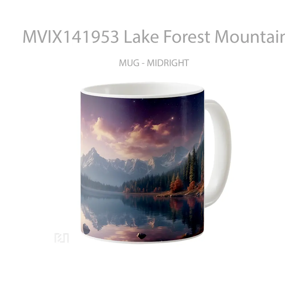 Mug Lake Forest Mountains Sunrise Scenery Gelas Pemandangan Alam - All-side / Desain