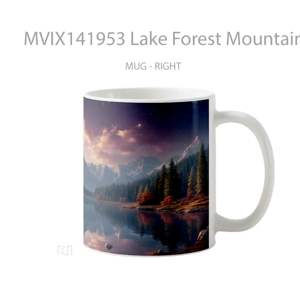 Mug Lake Forest Mountains Sunrise Scenery Gelas Pemandangan Alam - All-side / Desain