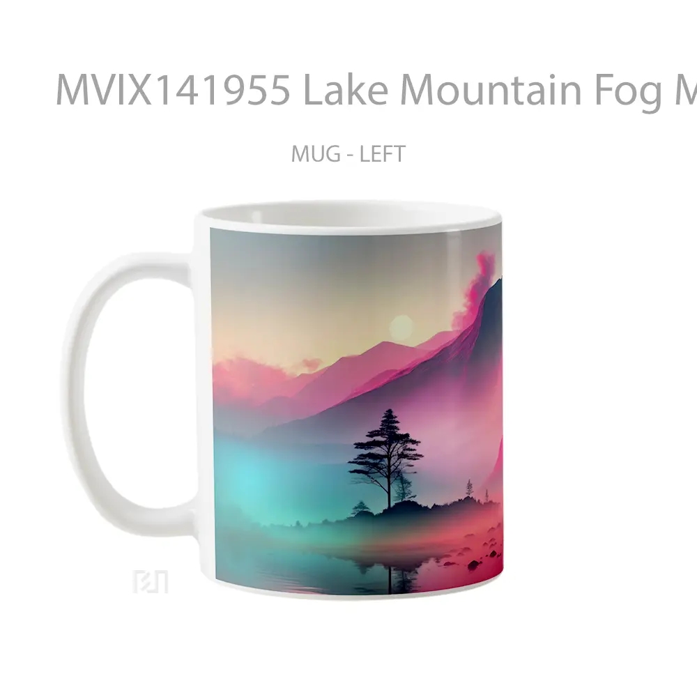 Mug Lake Mountain Fog Mist Scenery Ai Gelas Pemandangan Alam - All-side / Desain