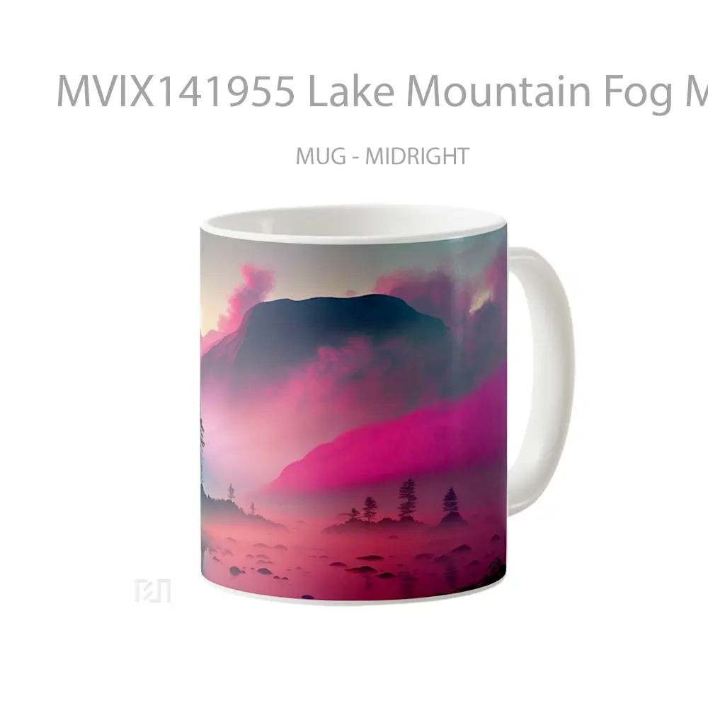 Mug Lake Mountain Fog Mist Scenery Ai Gelas Pemandangan Alam - All-side / Desain