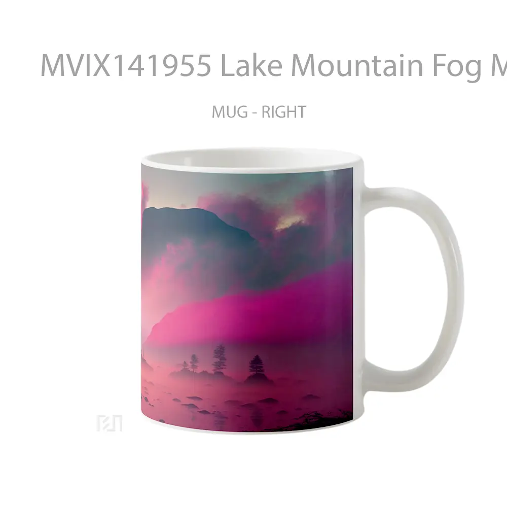 Mug Lake Mountain Fog Mist Scenery Ai Gelas Pemandangan Alam - All-side / Desain