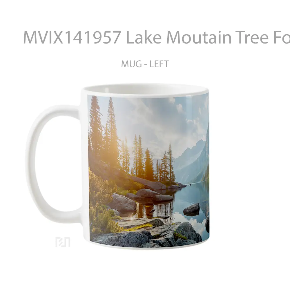 Mug Lake Moutain Tree Forest Scenery Gelas Pemandangan Alam - All-side / Desain