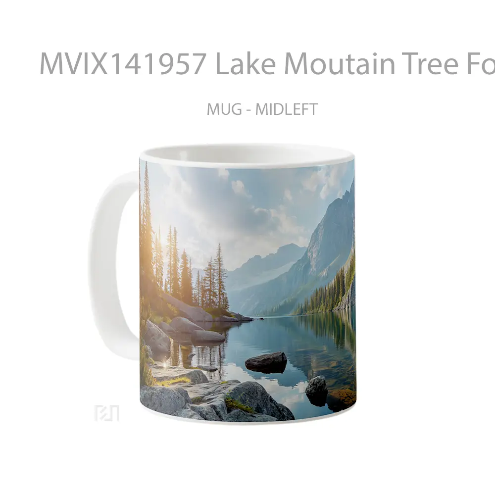 Mug Lake Moutain Tree Forest Scenery Gelas Pemandangan Alam - All-side / Desain