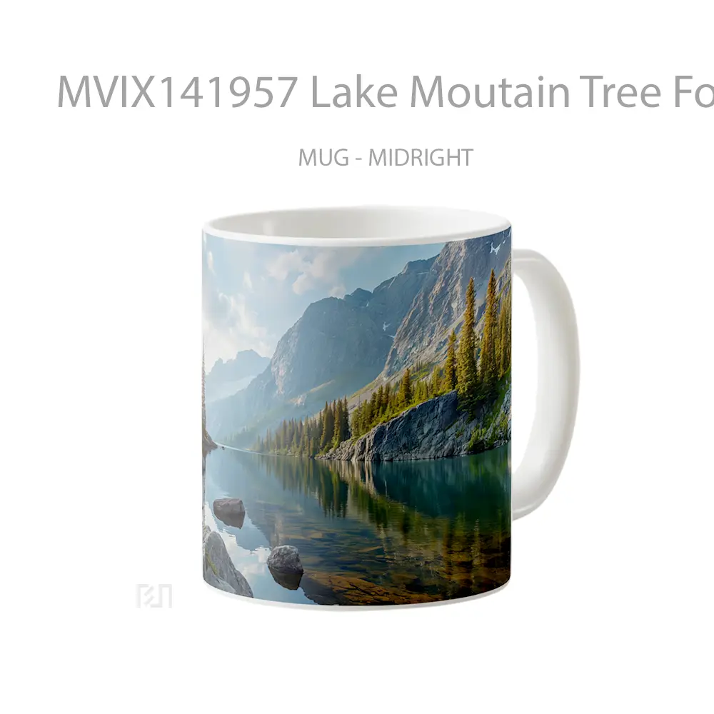 Mug Lake Moutain Tree Forest Scenery Gelas Pemandangan Alam - All-side / Desain