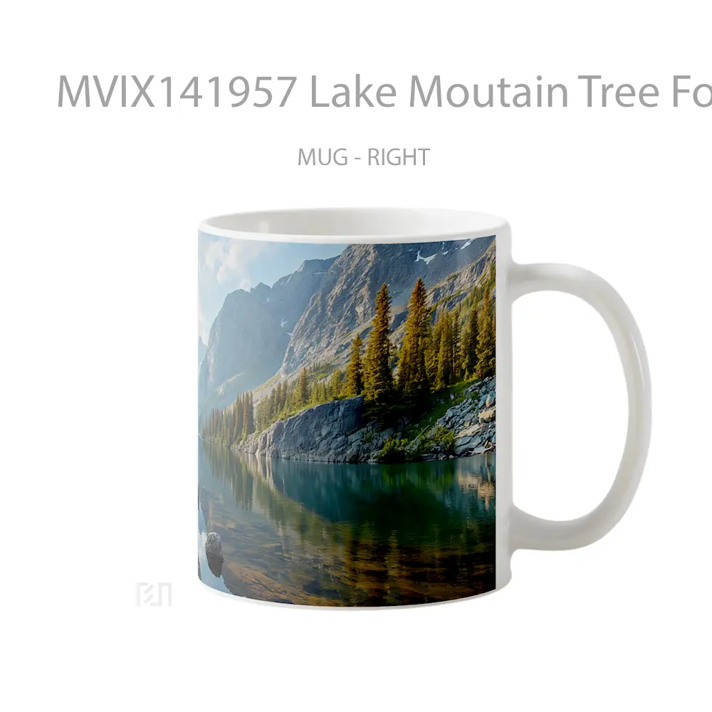 Mug Lake Moutain Tree Forest Scenery Gelas Pemandangan Alam - All-side / Desain