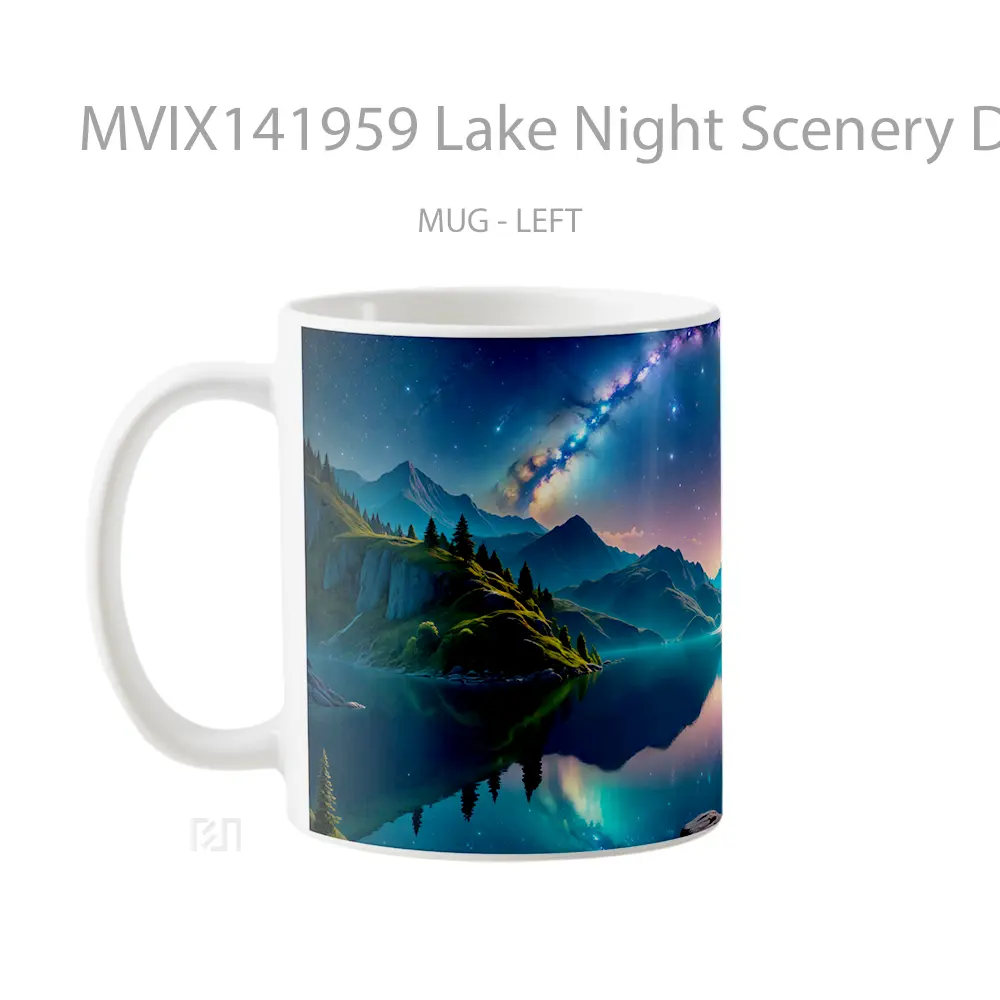 Mug Lake Night Scenery Digital Art Gelas Pemandangan Alam - All-side / Desain