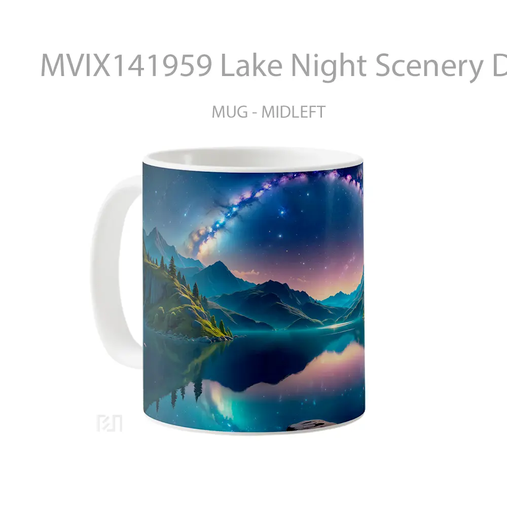 Mug Lake Night Scenery Digital Art Gelas Pemandangan Alam - All-side / Desain