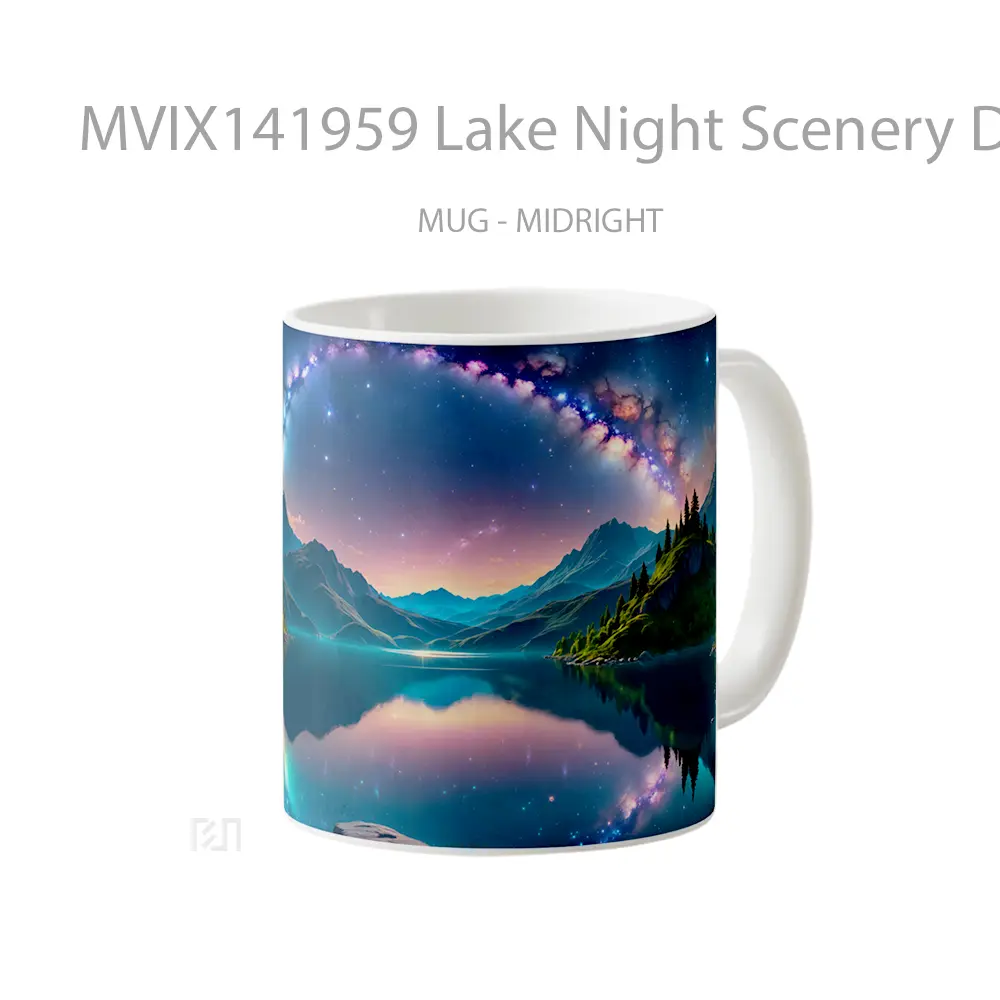 Mug Lake Night Scenery Digital Art Gelas Pemandangan Alam - All-side / Desain