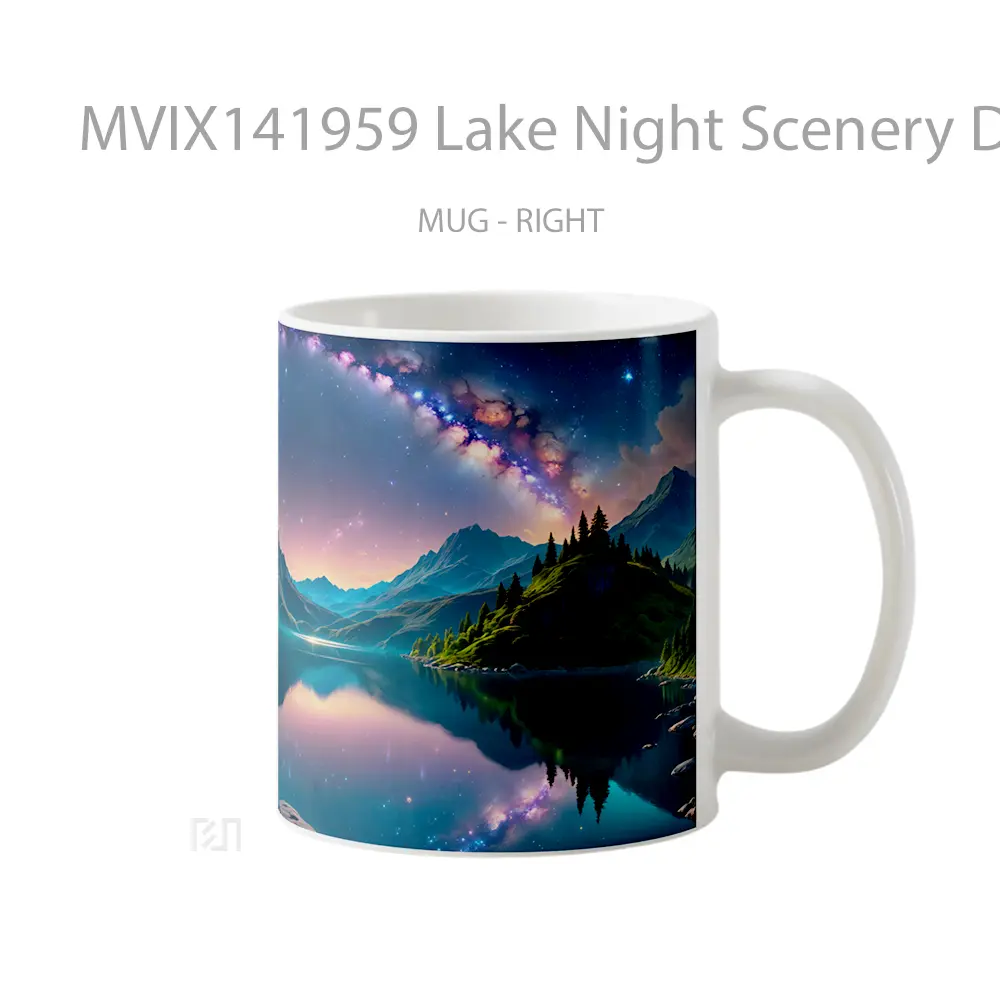 Mug Lake Night Scenery Digital Art Gelas Pemandangan Alam - All-side / Desain