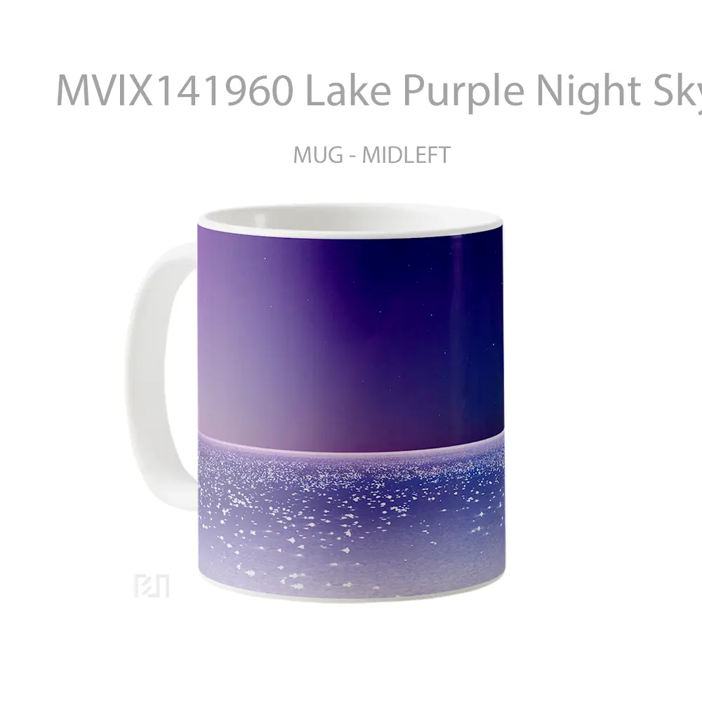 Mug Lake Purple Night Sky Scenery Gelas Pemandangan Alam - All-side / Desain