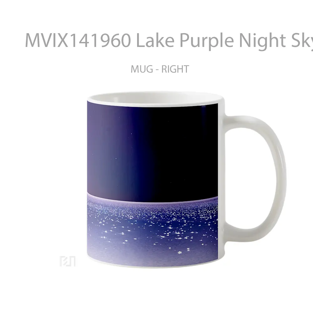 Mug Lake Purple Night Sky Scenery Gelas Pemandangan Alam - All-side / Desain