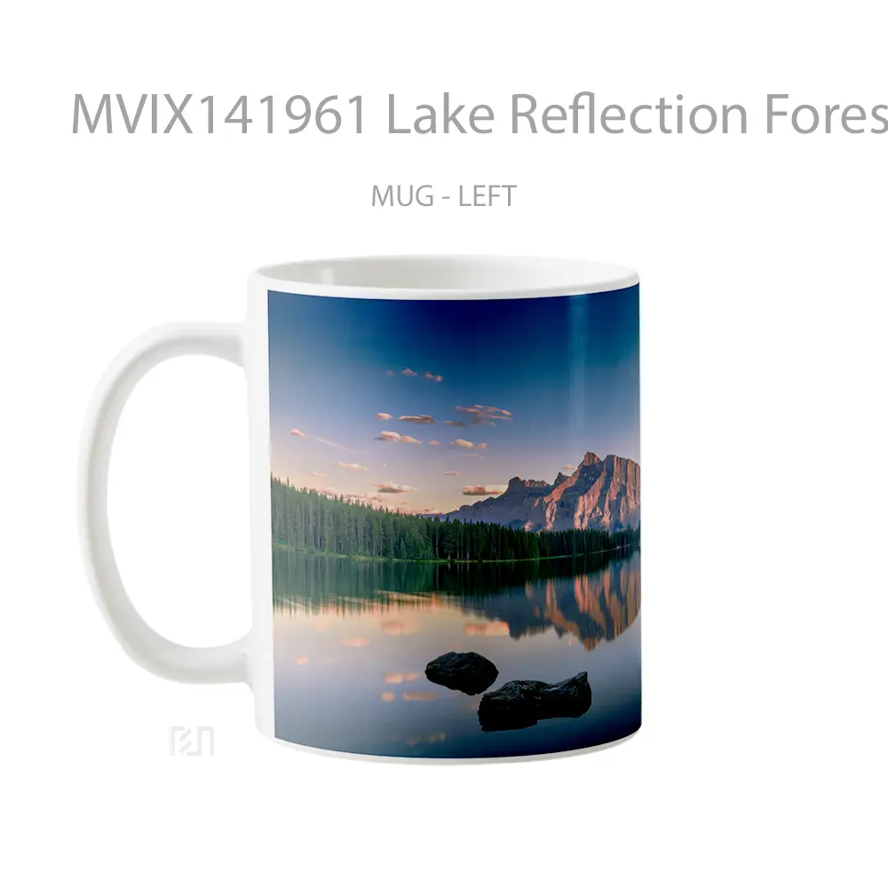 Mug Lake Reflection Forest Nature Mountain Scenery Gelas Pemandangan Alam - All-side / Desain