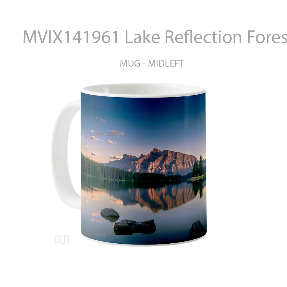 Mug Lake Reflection Forest Nature Mountain Scenery Gelas Pemandangan Alam - All-side / Desain