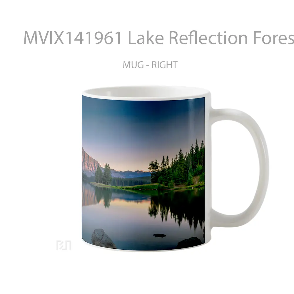 Mug Lake Reflection Forest Nature Mountain Scenery Gelas Pemandangan Alam - All-side / Desain