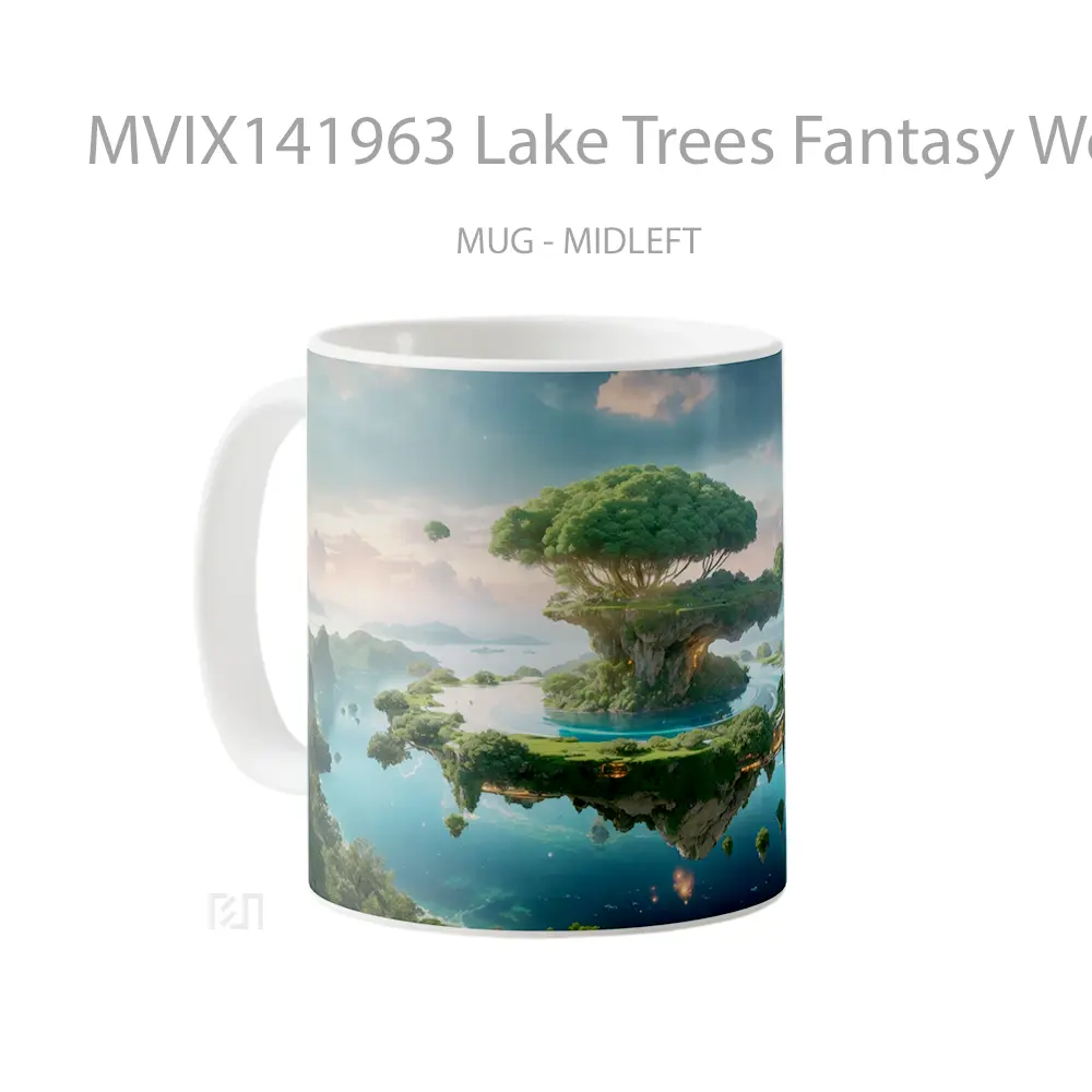Mug Lake Trees Fantasy World Nature Scenery Gelas Pemandangan Alam - All-side / Desain