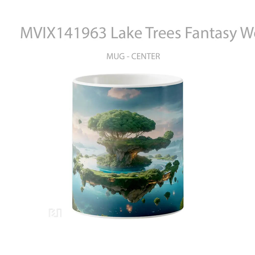 Mug Lake Trees Fantasy World Nature Scenery Gelas Pemandangan Alam