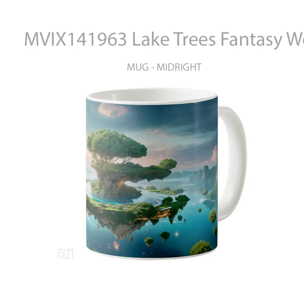 Mug Lake Trees Fantasy World Nature Scenery Gelas Pemandangan Alam - All-side / Desain