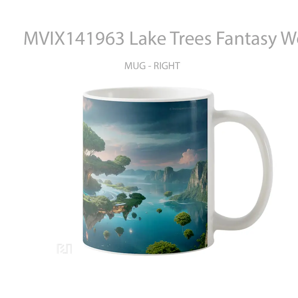 Mug Lake Trees Fantasy World Nature Scenery Gelas Pemandangan Alam - All-side / Desain