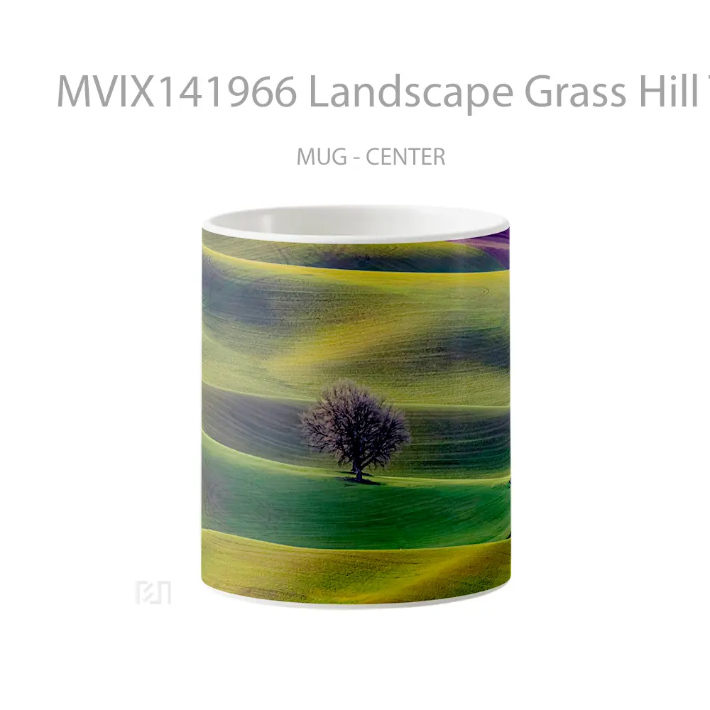 Mug Landscape Grass Hill Tree Scenery Aerial View Gelas Keramik Unik