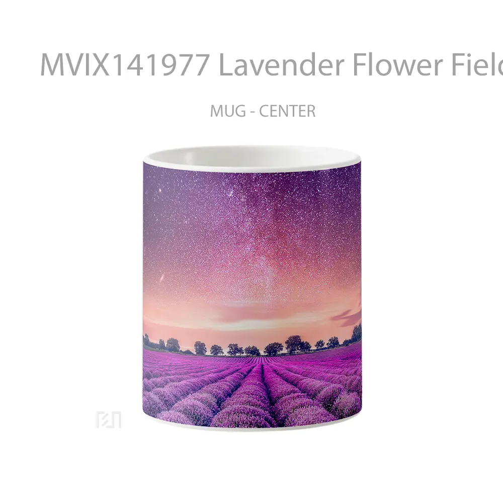 Mug Lavender Flower Field Purple Night Sky Stars Gelas Pemandangan Alam
